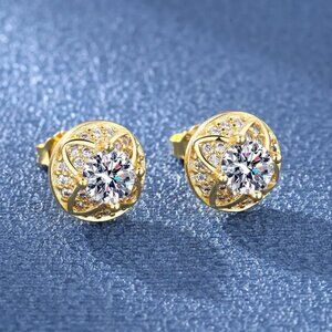 14K Gold Womens 2ct Diamond Stud Earrings Ladies New 14 K Silver Studs Jewelry